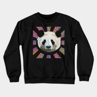 Striking Panda bear on Psychedelic patterned sun rays Crewneck Sweatshirt